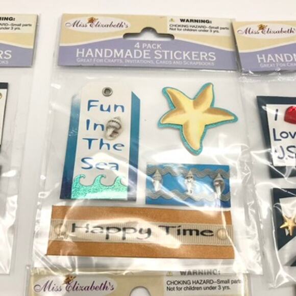 Set of 16 Miss Elizabeth's Handmade & Crystal Stickers Scrap Booking Packets - Picture 3 of 16
